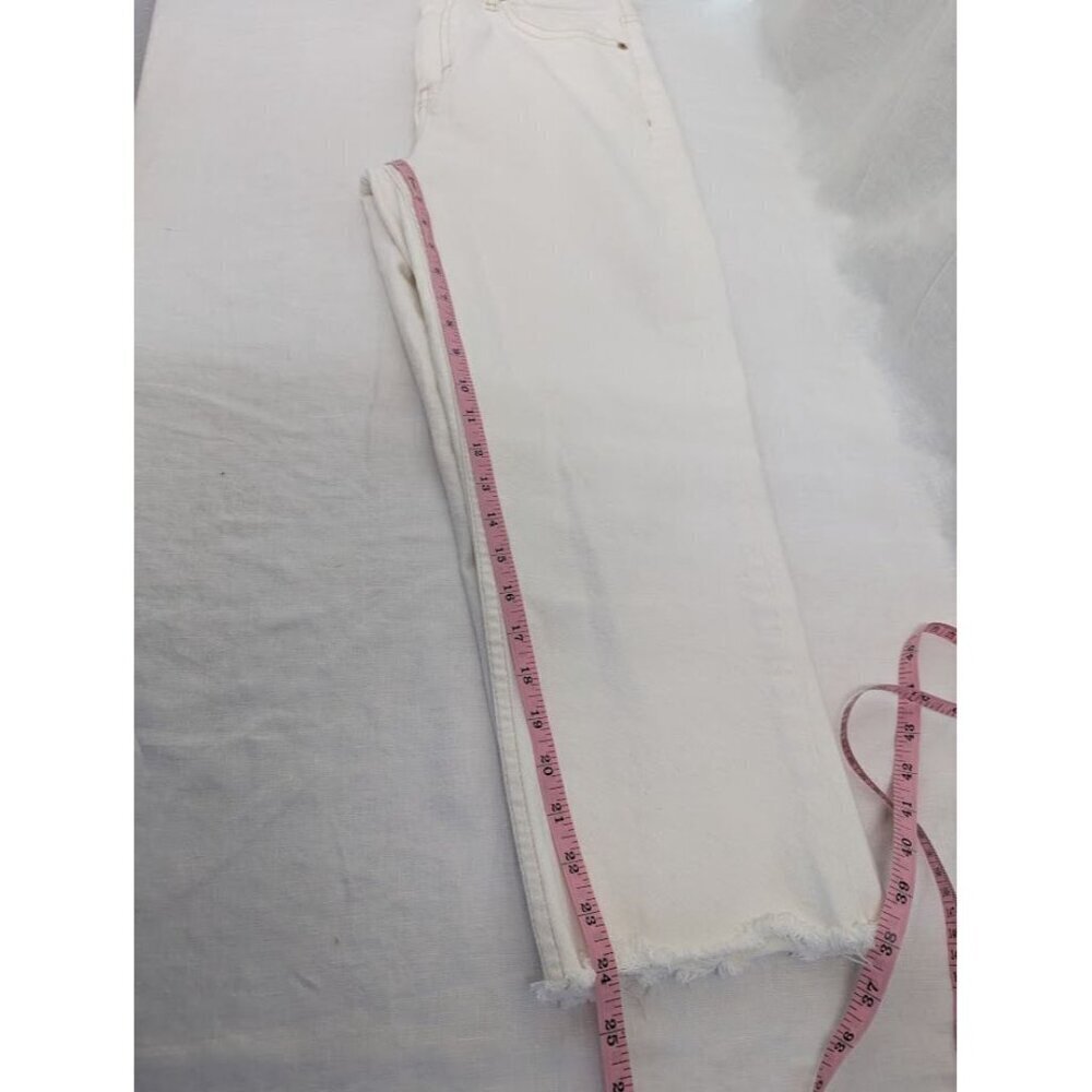 TOPSHOP women's 30" x 24" off white cropped jeans distressed edge 24" inseam H7 - Picture 8 of 8